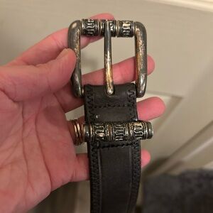 GAP Dark Leather Belt with large pin buckle  - size 28